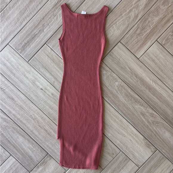 Say What? Ribbed Asymmetrical Tank Dress in Dusty Rose - Picture 5 of 5